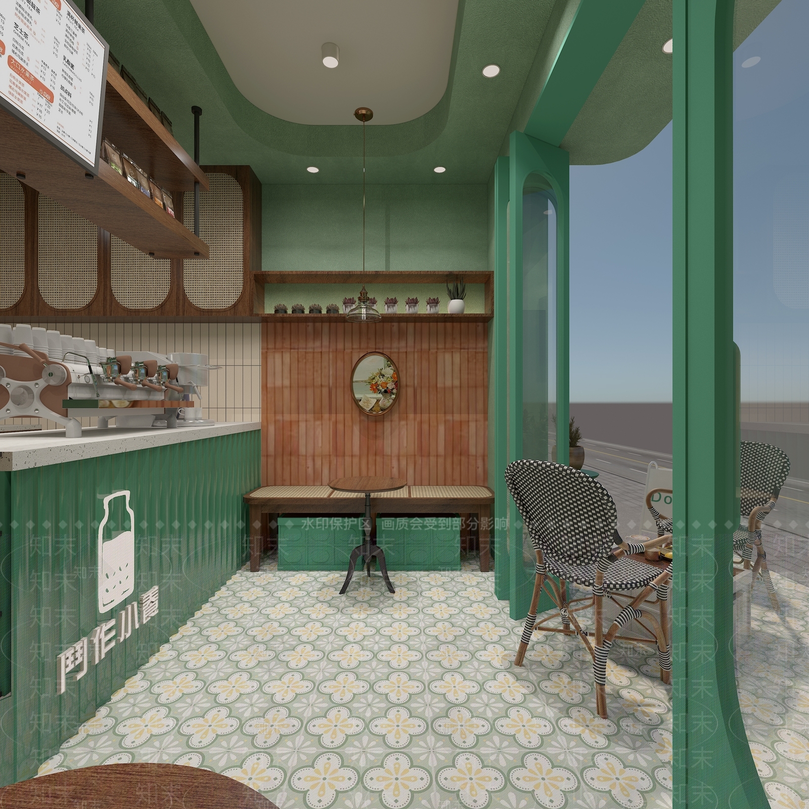 法式极简奶茶店3D模型下载【ID:1168314547】