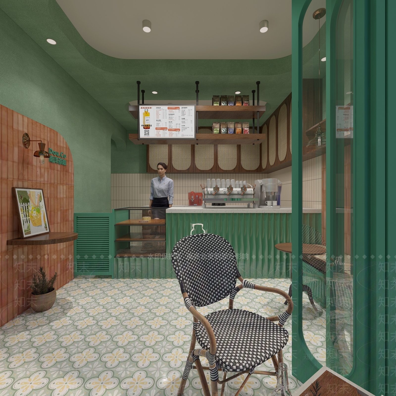 法式极简奶茶店3D模型下载【ID:1168314547】
