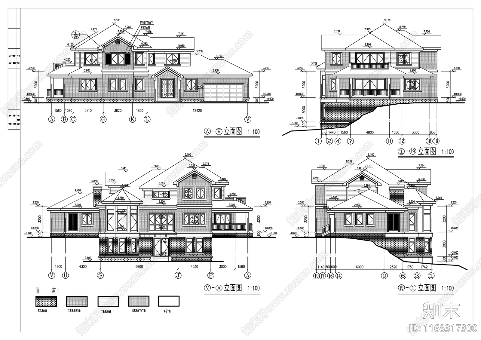 现代别墅建筑施工图下载【ID:1168317300】