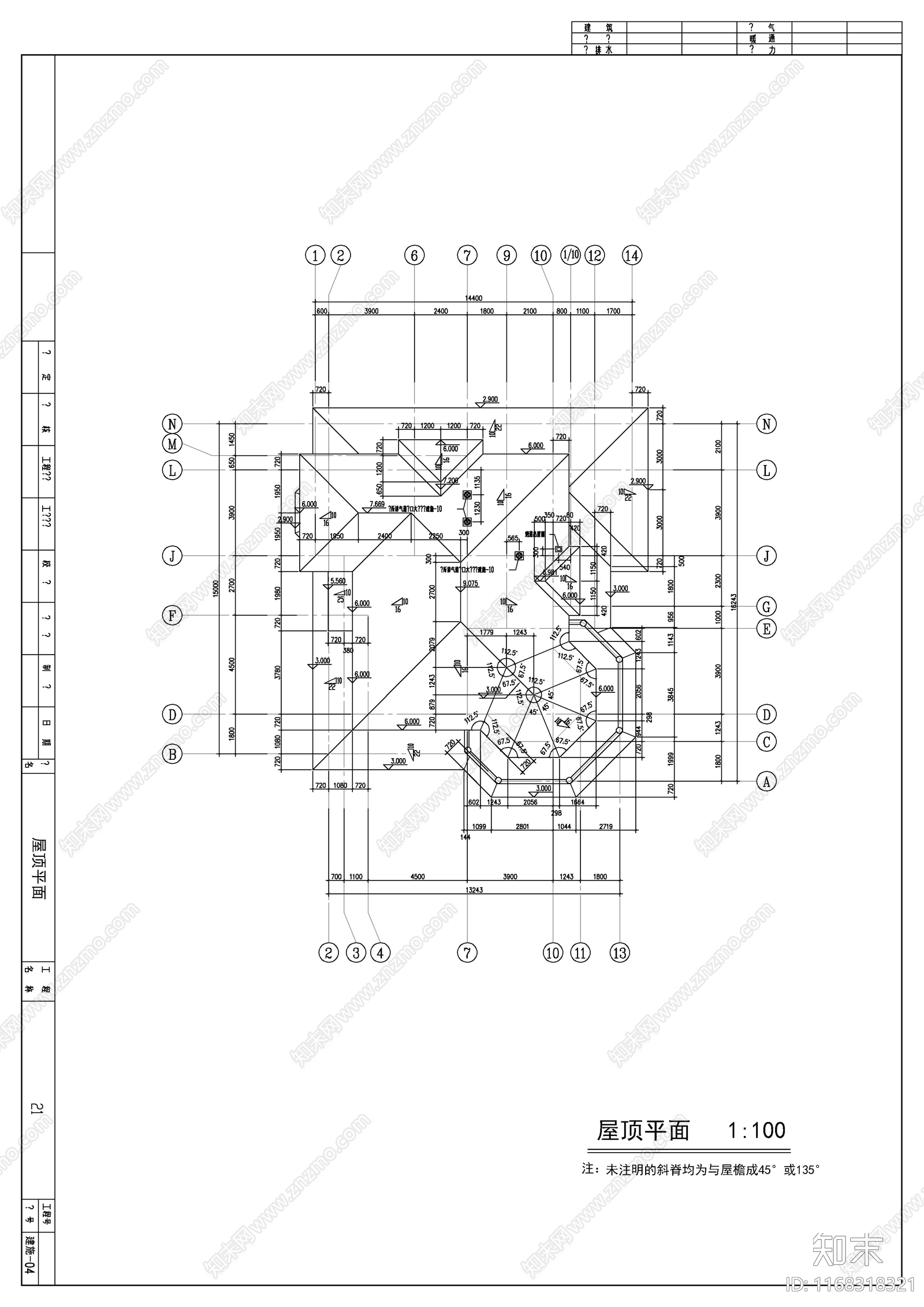 现代法式别墅建筑cad施工图下载【ID:1168318321】