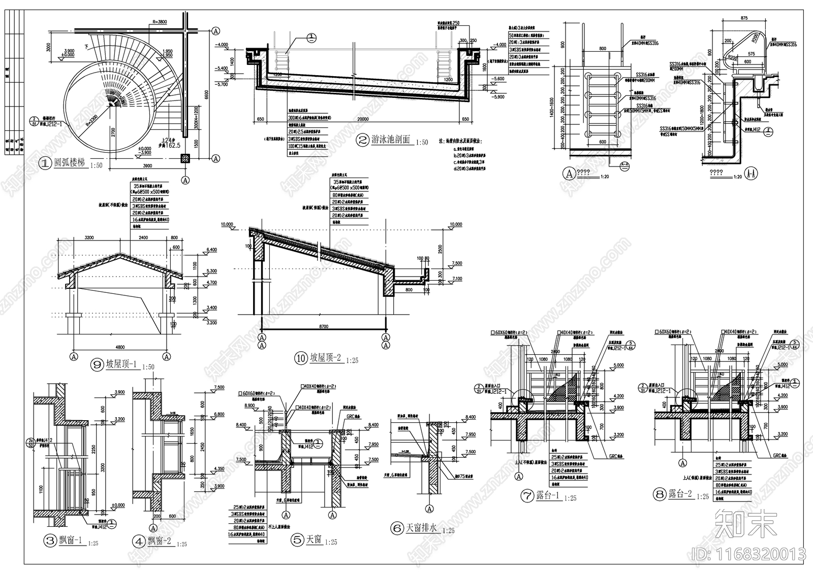 现代别墅建筑cad施工图下载【ID:1168320013】