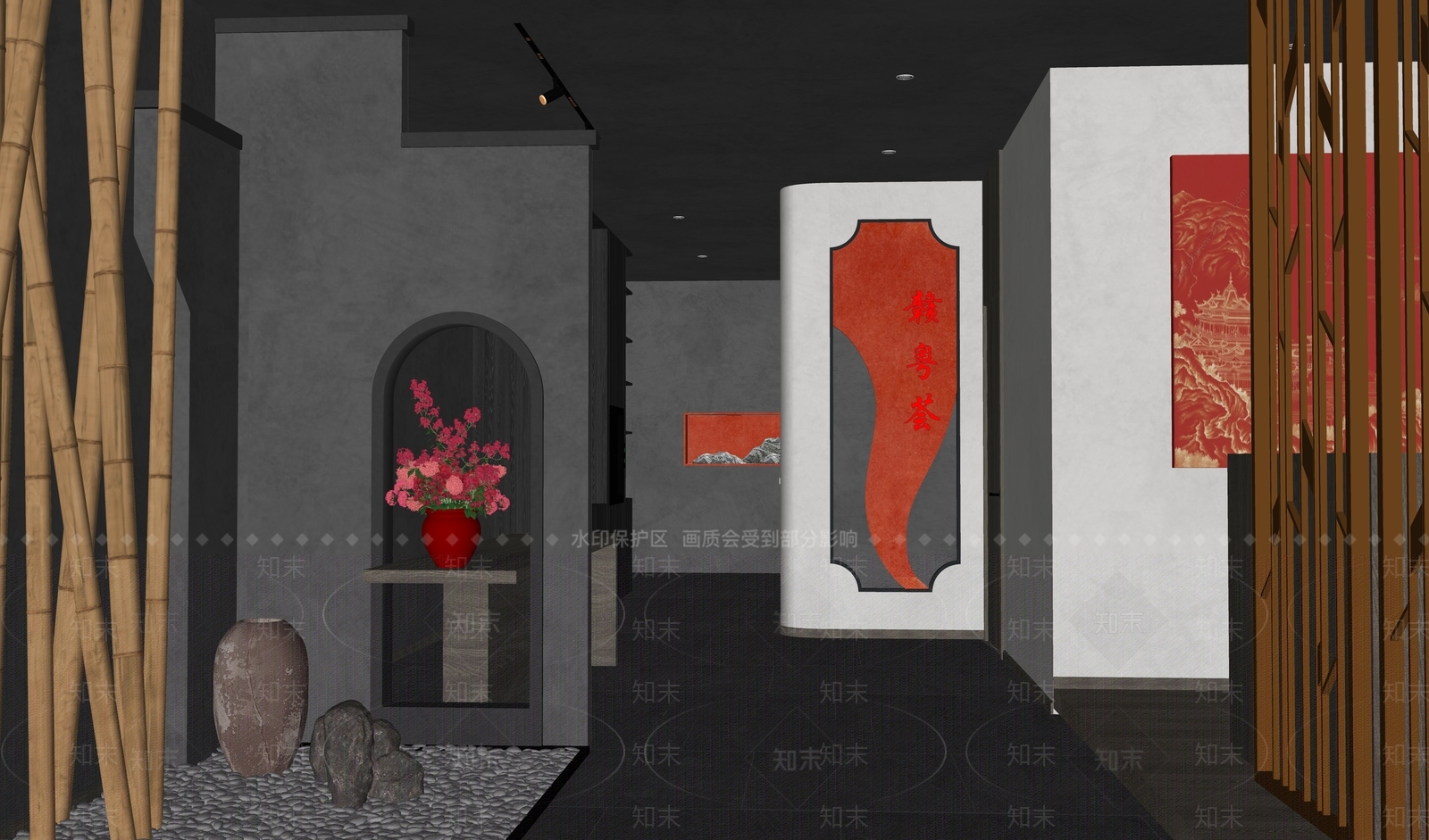 新中式中式中餐厅SU模型下载【ID:1168434852】