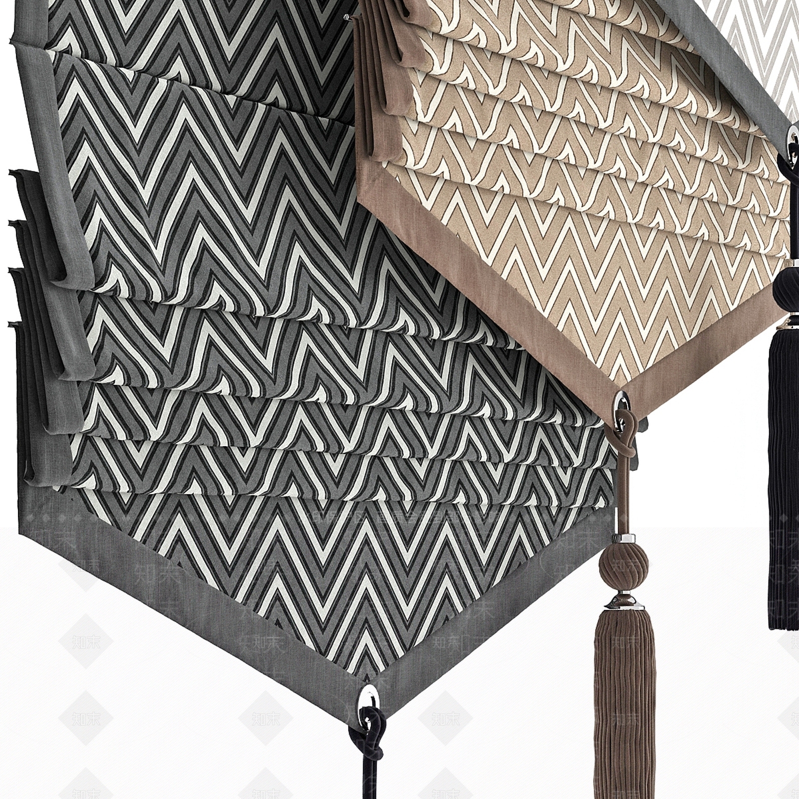 北欧简欧通用窗帘3D模型下载【ID:1168323431】