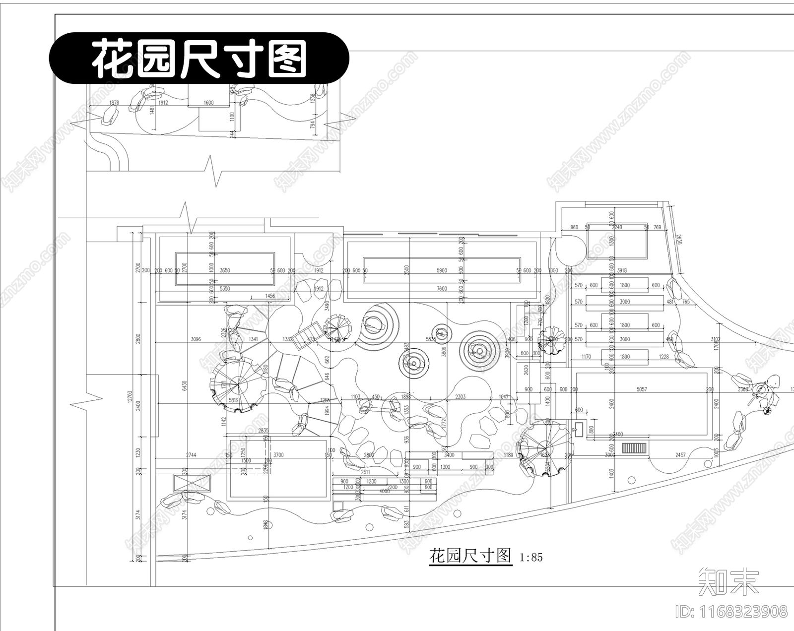 现代庭院cad施工图下载【ID:1168323908】