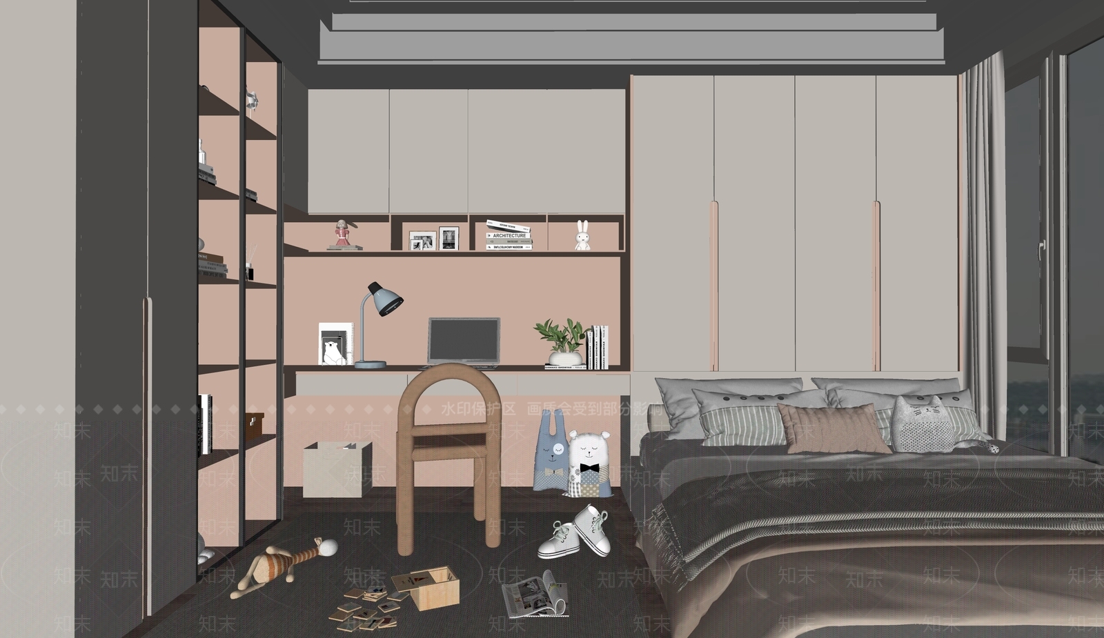现代榻榻米卧室SU模型下载【ID:1168334818】