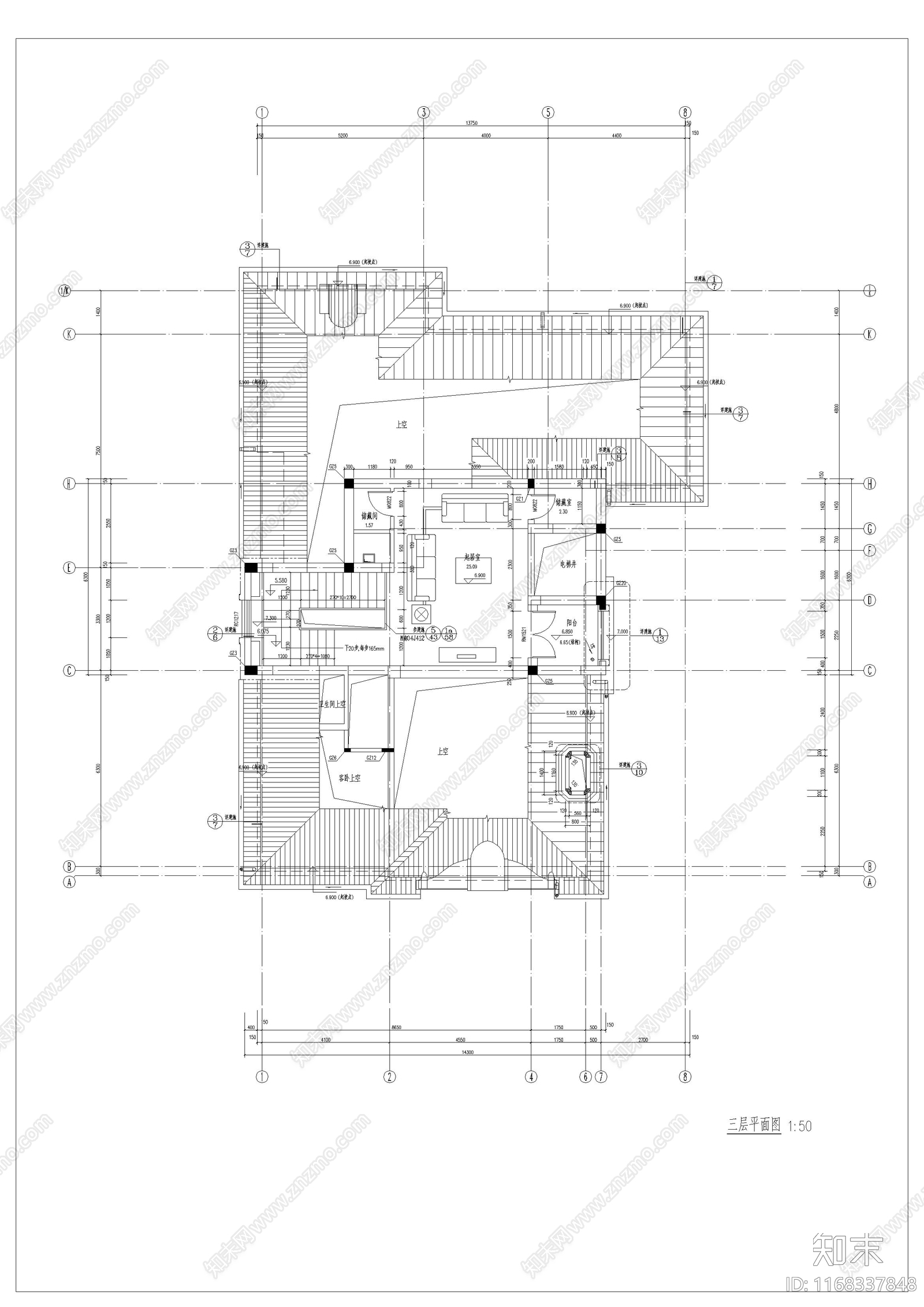 美式别墅建筑cad施工图下载【ID:1168337848】