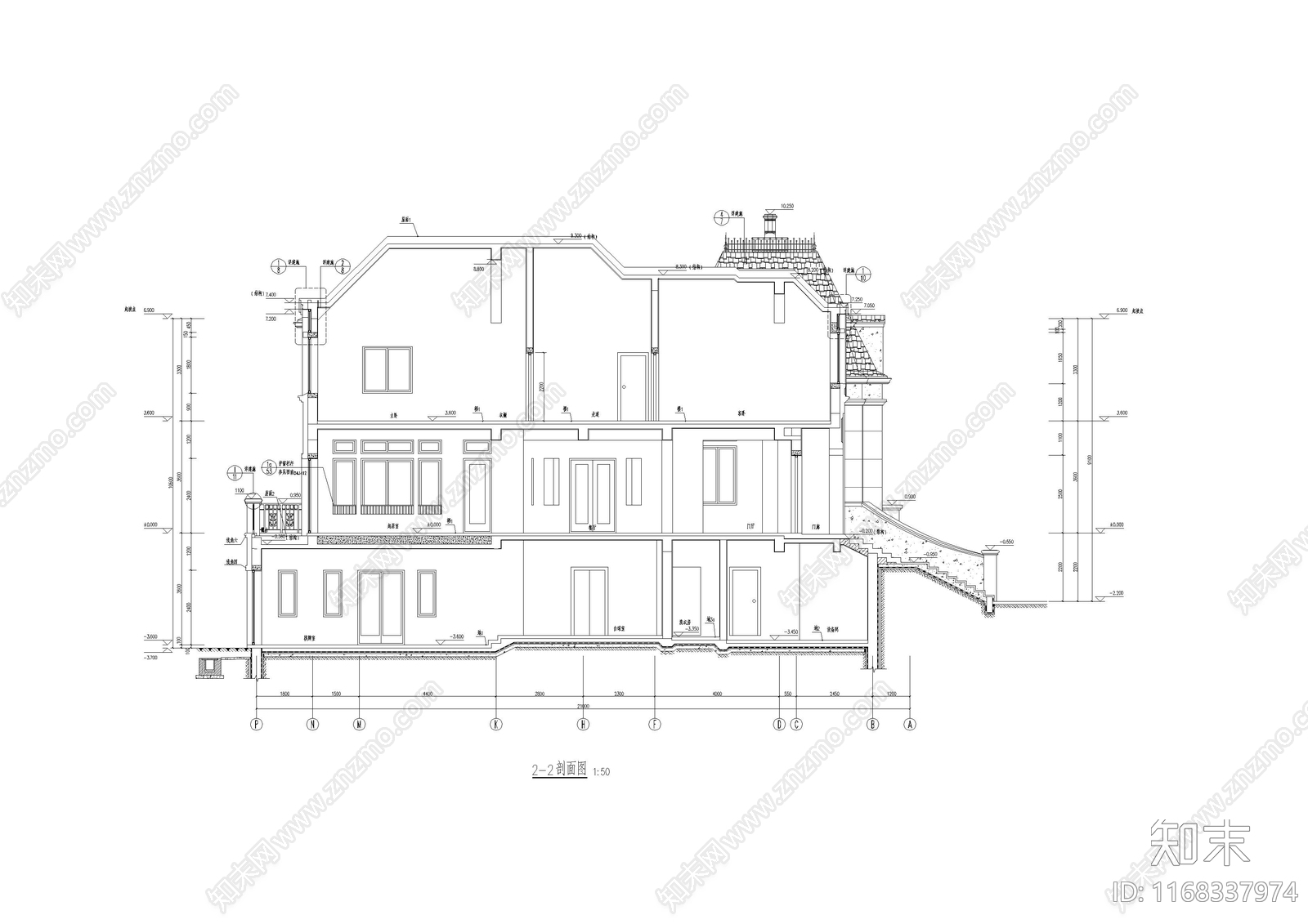 欧式别墅建筑施工图下载【ID:1168337974】