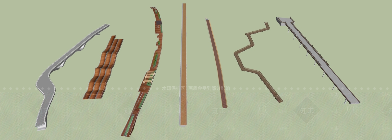 新中式简约景观桥SU模型下载【ID:1168339454】