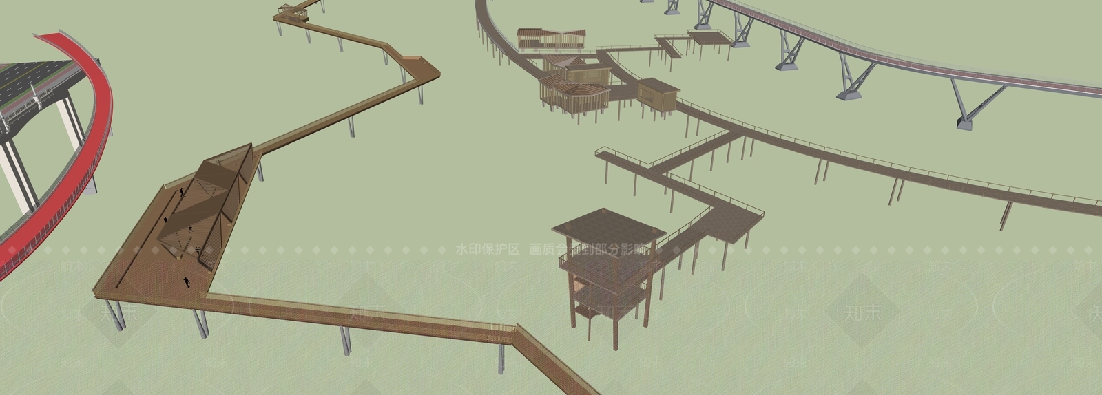 新中式简约景观桥SU模型下载【ID:1168339694】