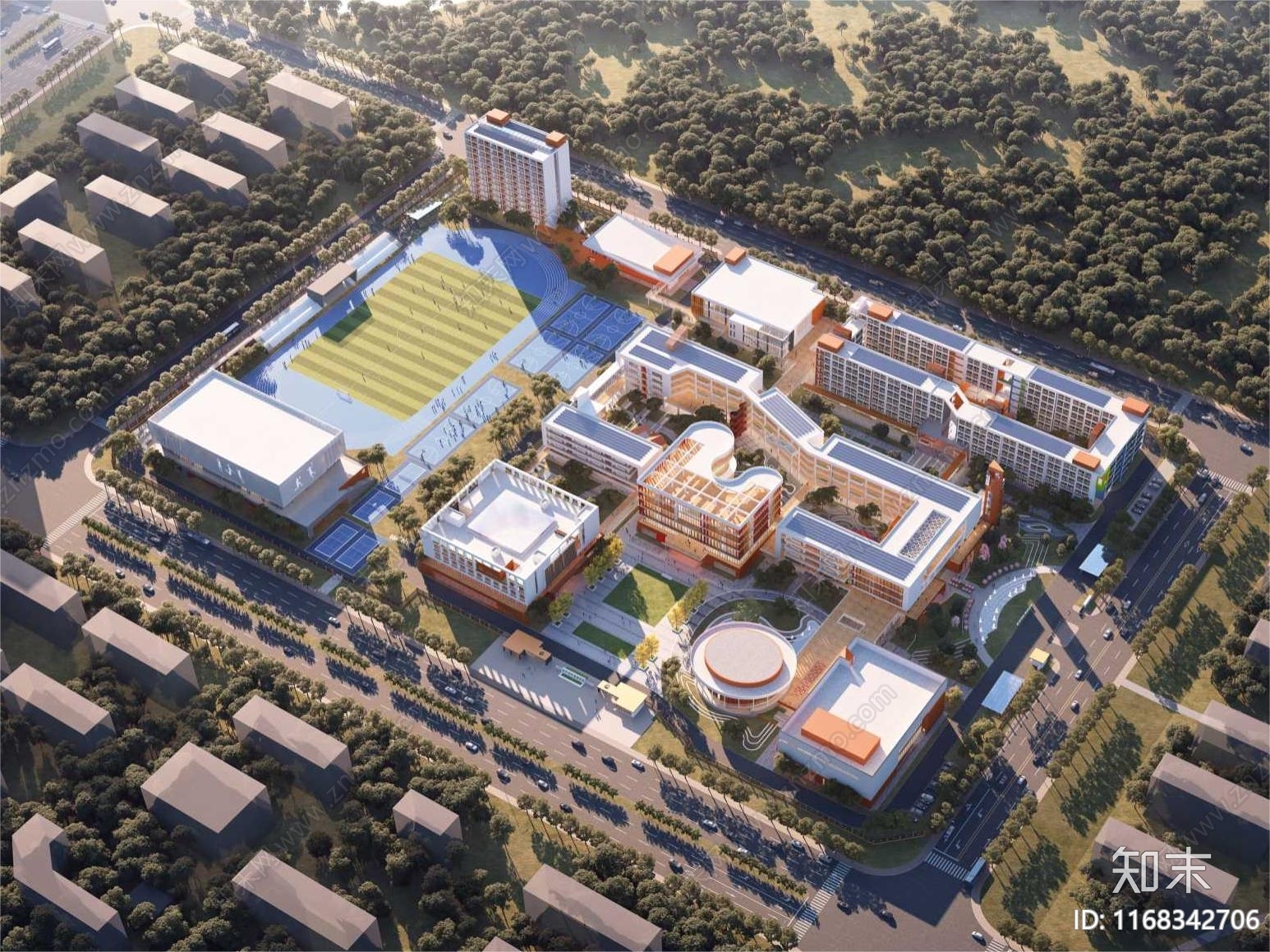 现代学校建筑施工图下载【ID:1168342706】