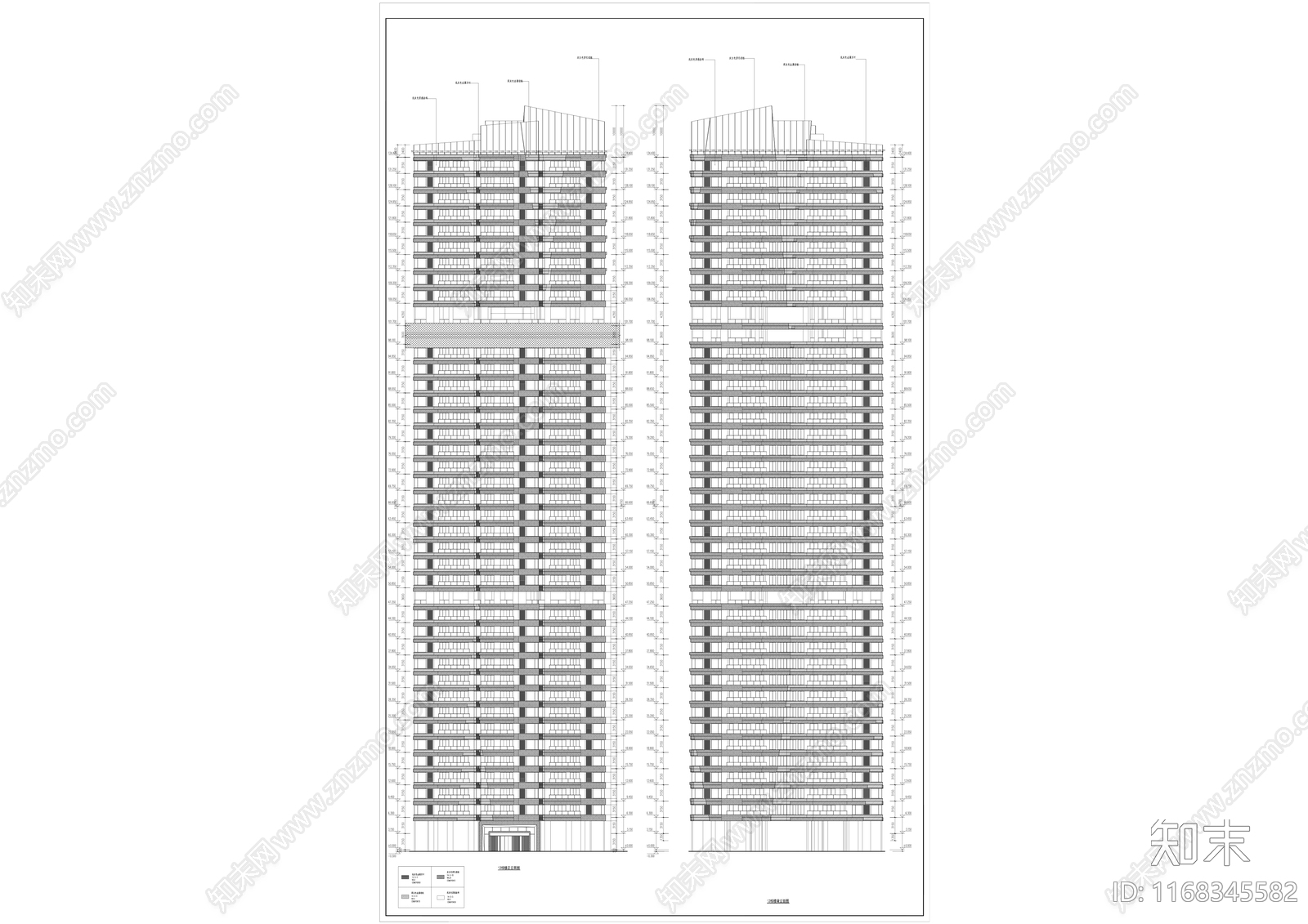 现代住宅楼建筑cad施工图下载【ID:1168345582】