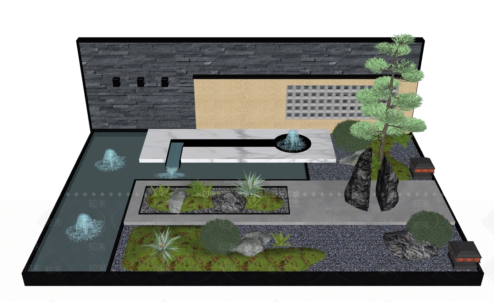 现代水景SU模型下载【ID:1168346787】