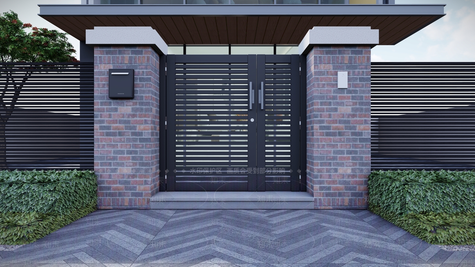 现代法式入口大门SU模型下载【ID:1168347788】