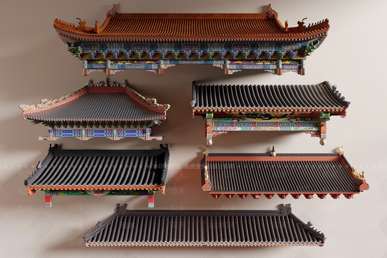 新中式屋檐3D模型下载【ID:1168358743】