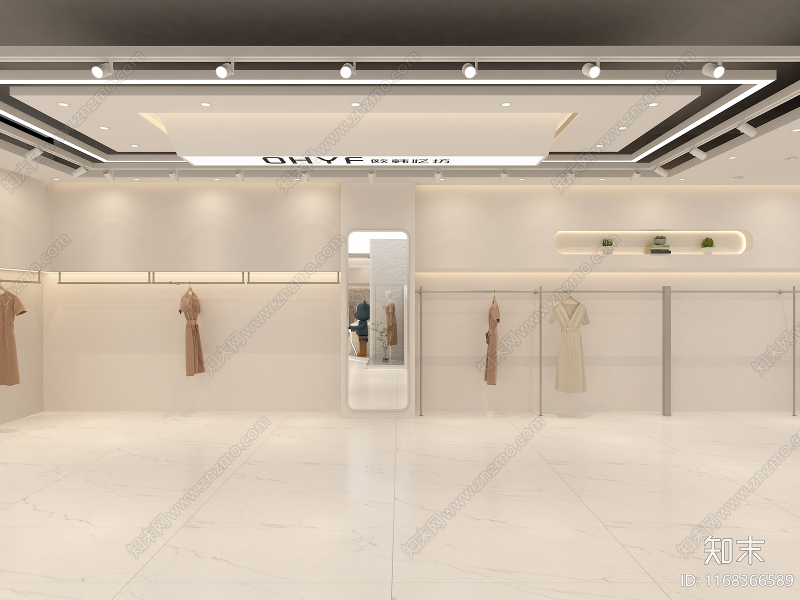 现代奶油服装店3D模型下载【ID:1168366589】