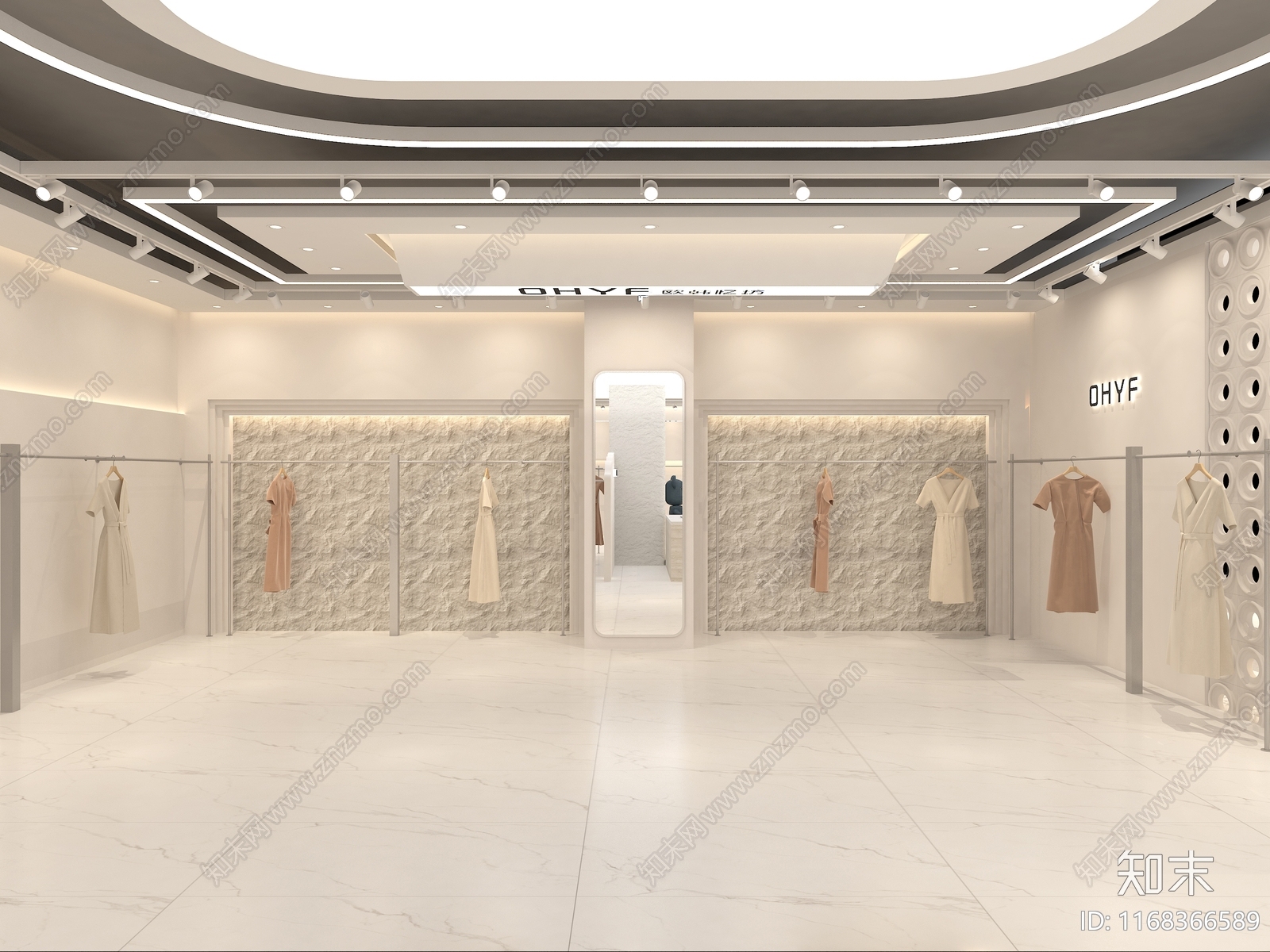 现代奶油服装店3D模型下载【ID:1168366589】