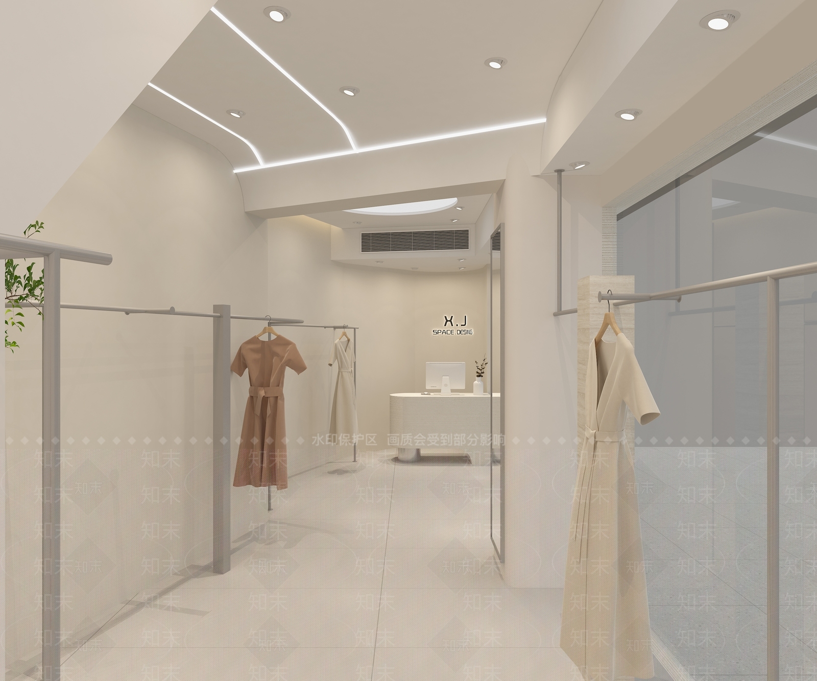 现代奶油服装店3D模型下载【ID:1168367269】