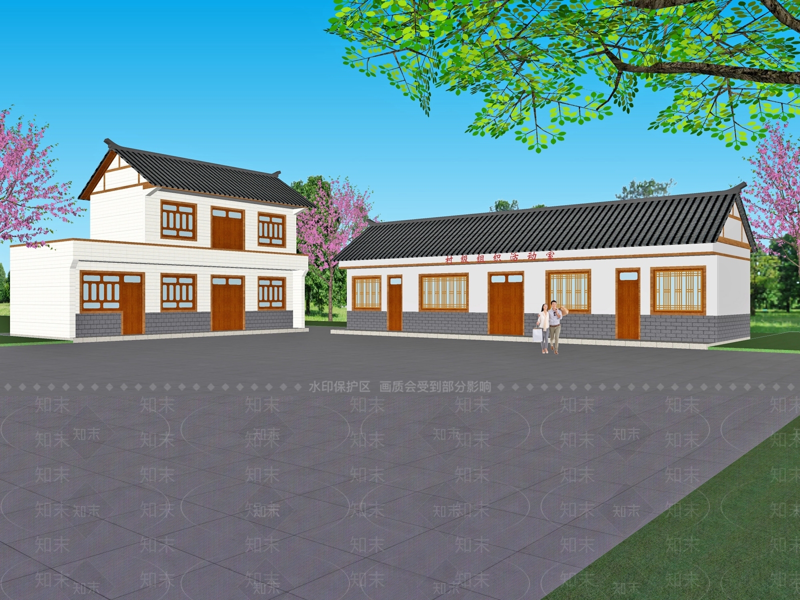 现代新中式乡村民房SU模型下载【ID:1168367364】