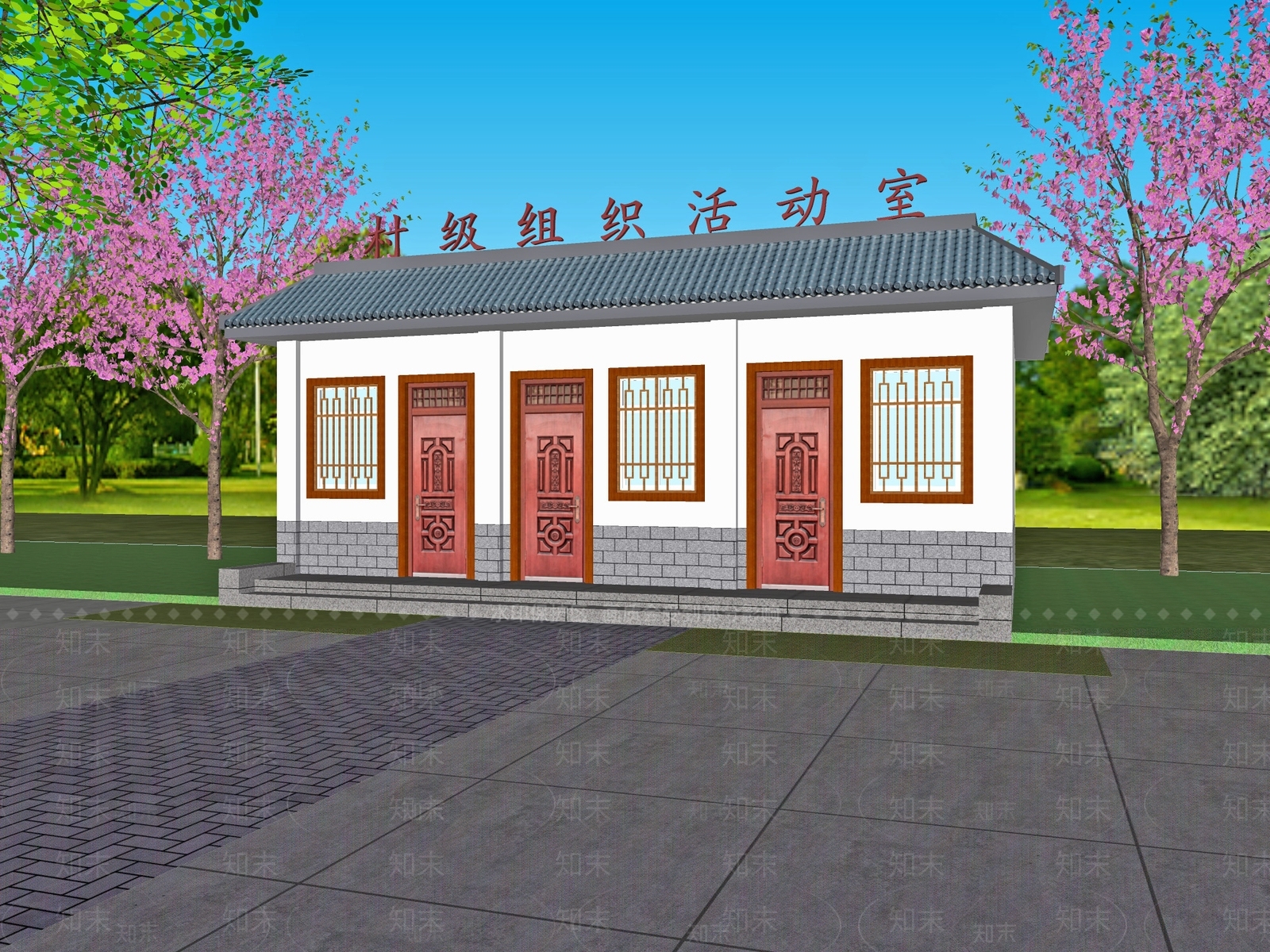 现代新中式乡村民房SU模型下载【ID:1168367669】