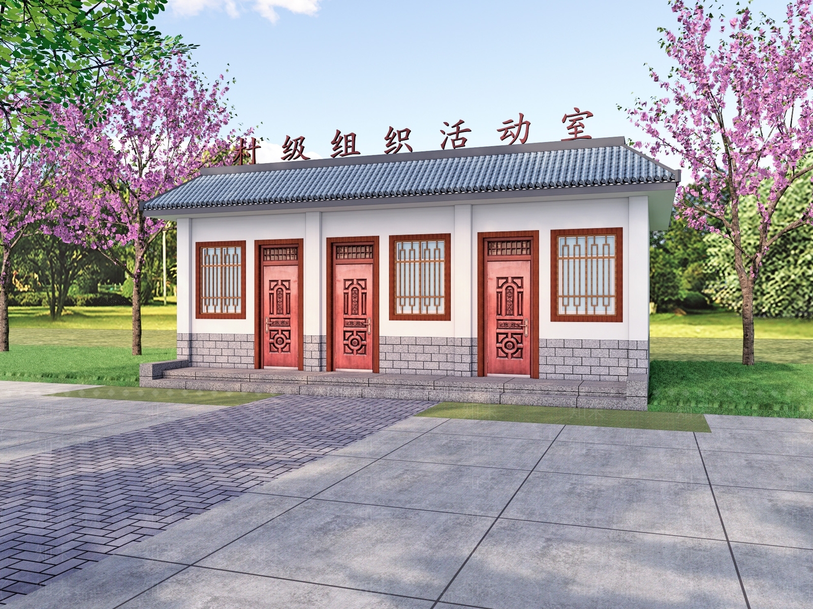 现代新中式乡村民房SU模型下载【ID:1168367669】