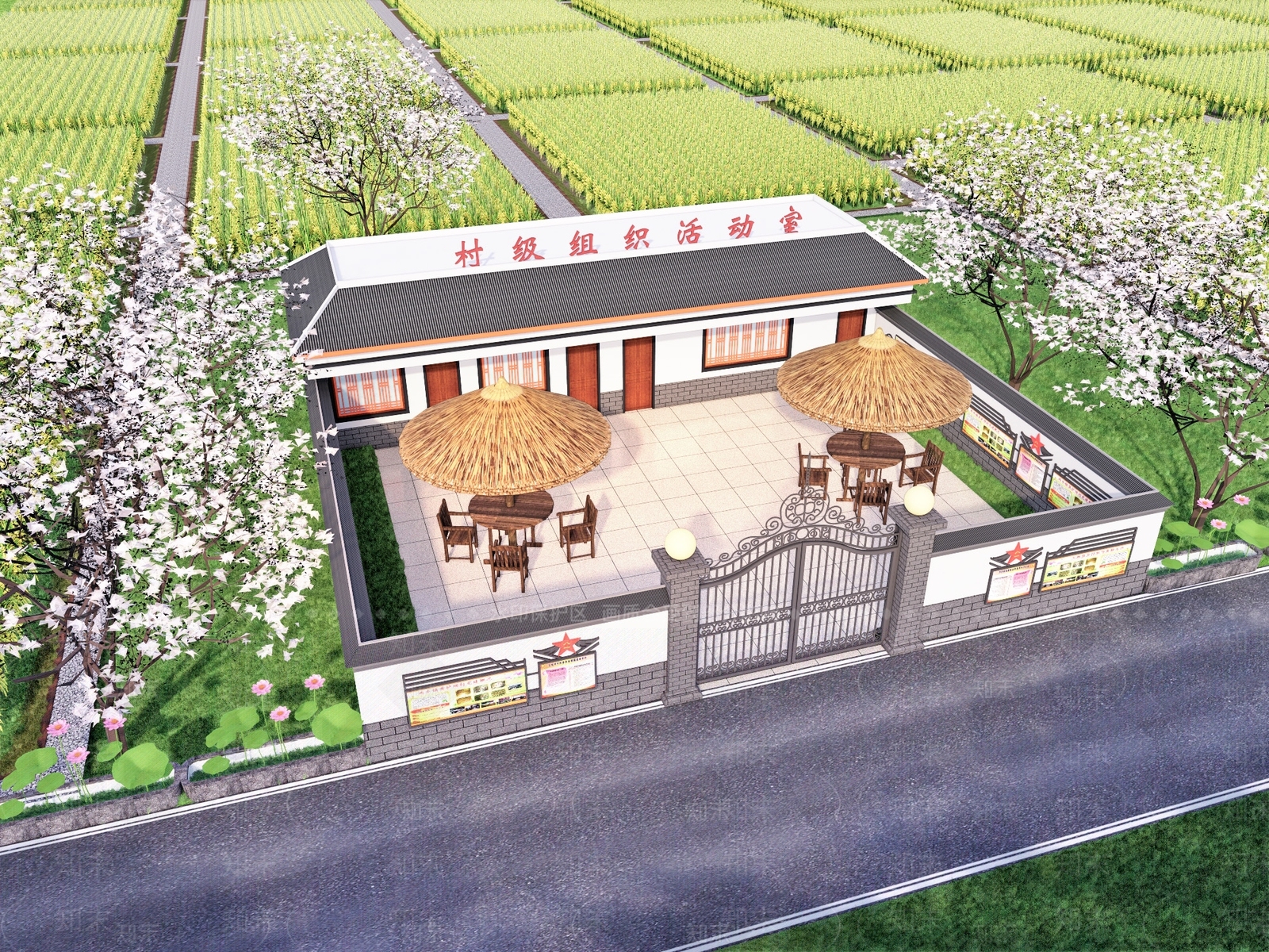 现代新中式乡村民房SU模型下载【ID:1168369484】
