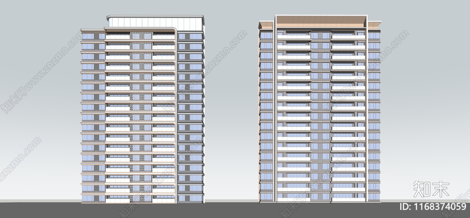 现代轻奢高层住宅SU模型下载【ID:1168374059】