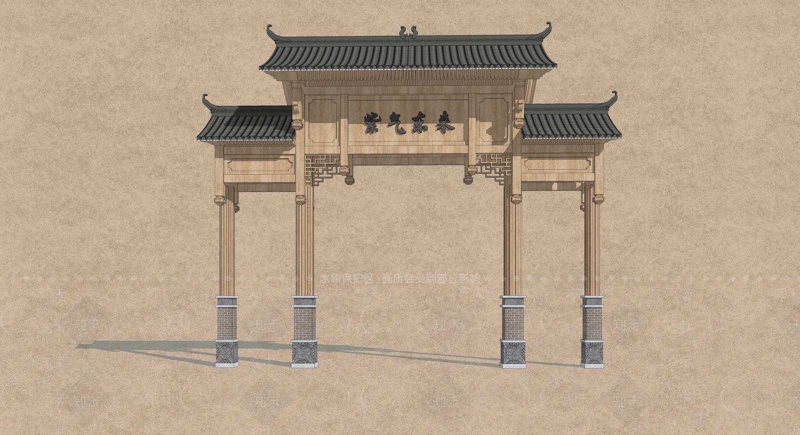 新中式中式牌坊牌楼SU模型下载【ID:1168377015】