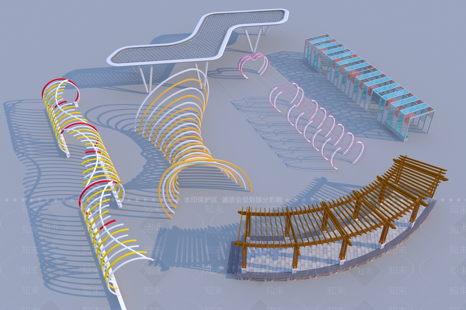 现代廊架3D模型下载【ID:1168383034】