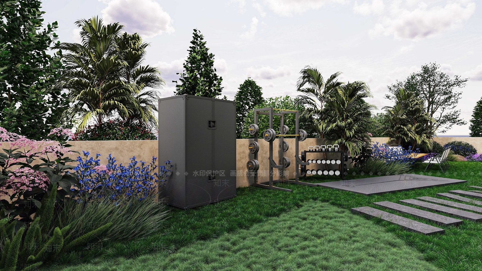 现代简约庭院3D模型下载【ID:1168394596】