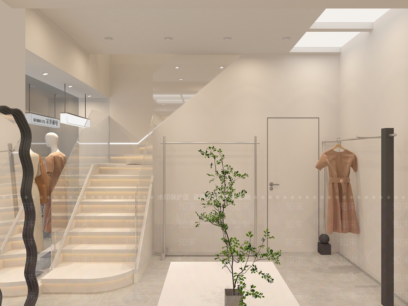 现代奶油服装店3D模型下载【ID:1168400910】