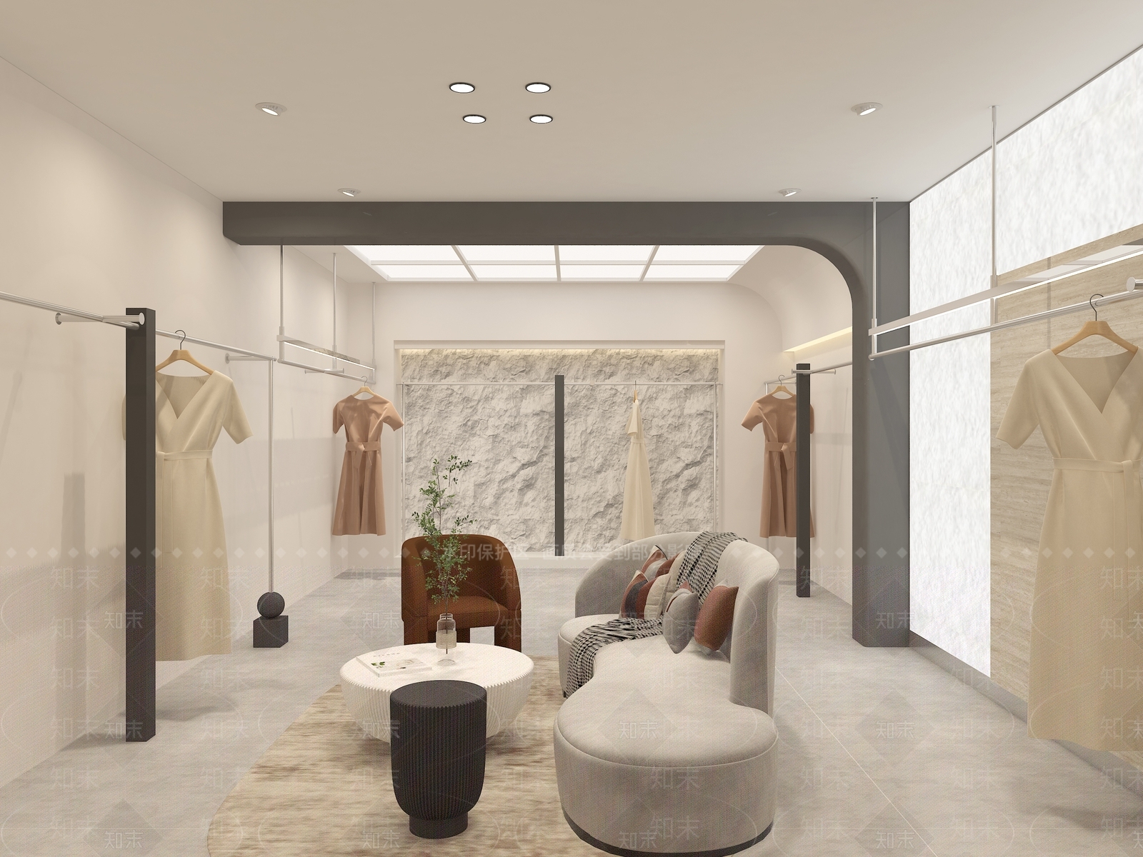 现代奶油服装店3D模型下载【ID:1168400910】