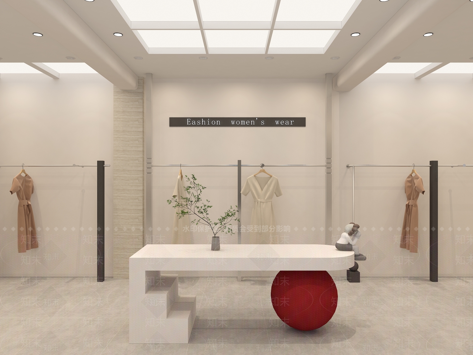 现代奶油服装店3D模型下载【ID:1168400910】