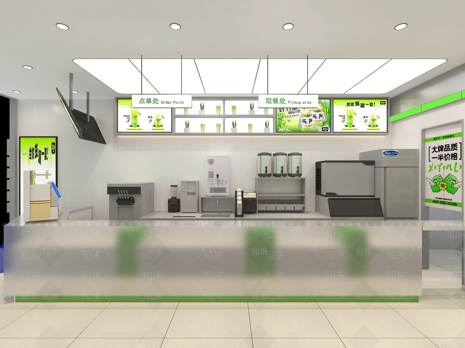 现代奶茶店3D模型下载【ID:1168402005】