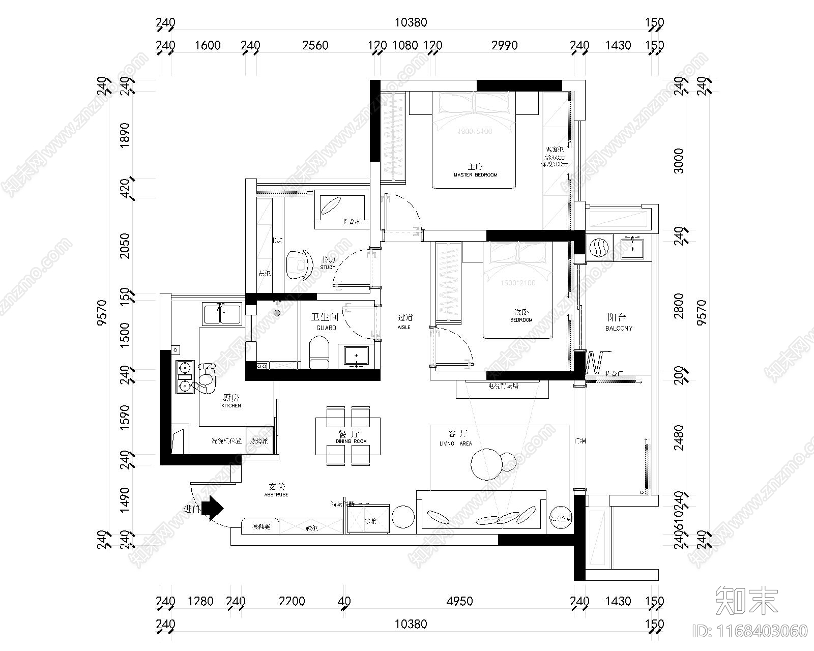 中式新中式住宅楼建筑cad施工图下载【ID:1168403060】