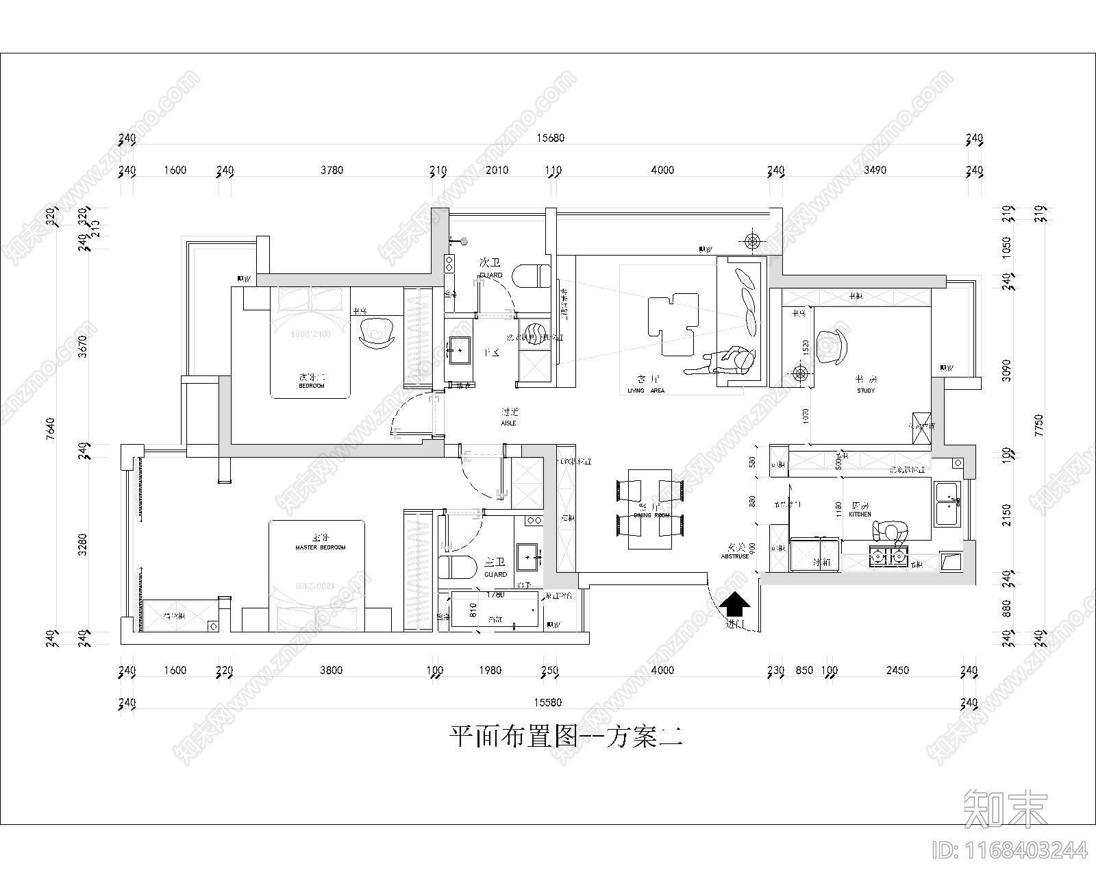 现代新中式住宅楼建筑cad施工图下载【ID:1168403244】