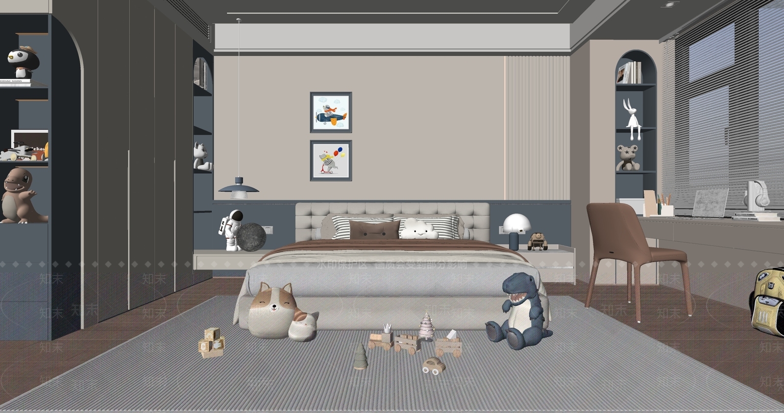 现代男孩房SU模型下载【ID:1168406095】