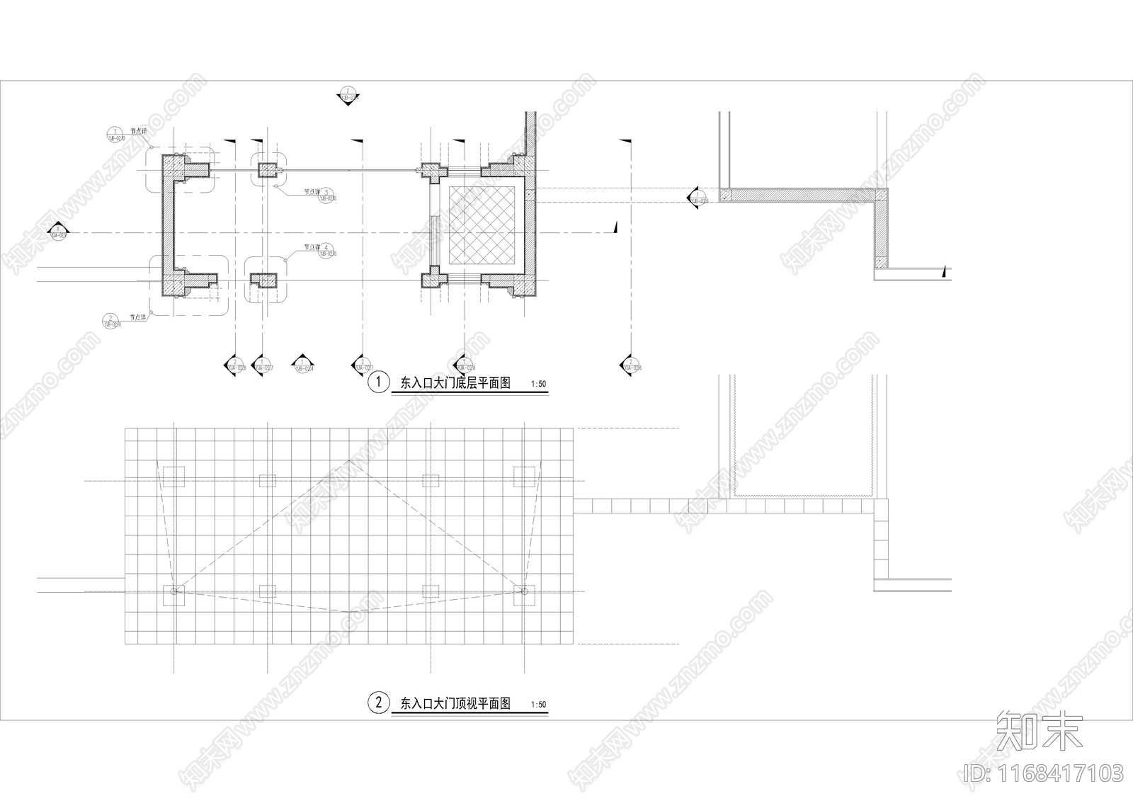 新中式门头cad施工图下载【ID:1168417103】