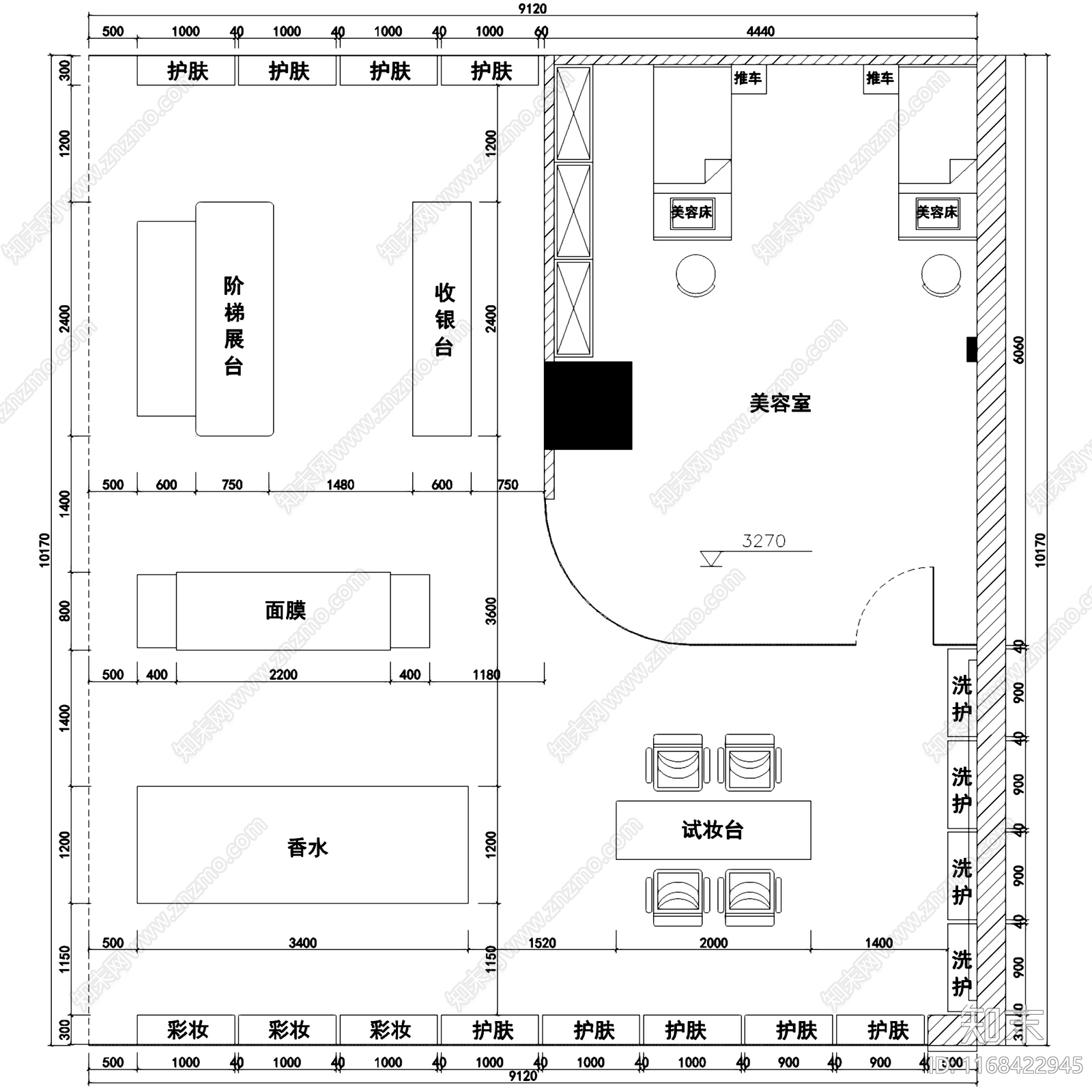 现代美容院cad施工图下载【ID:1168422945】