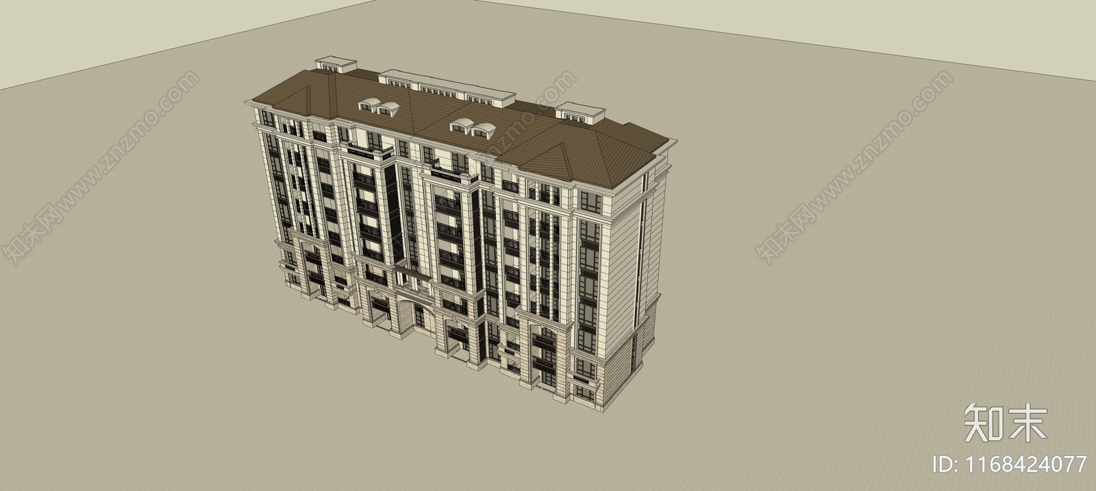 法式高层住宅SU模型下载【ID:1168424077】