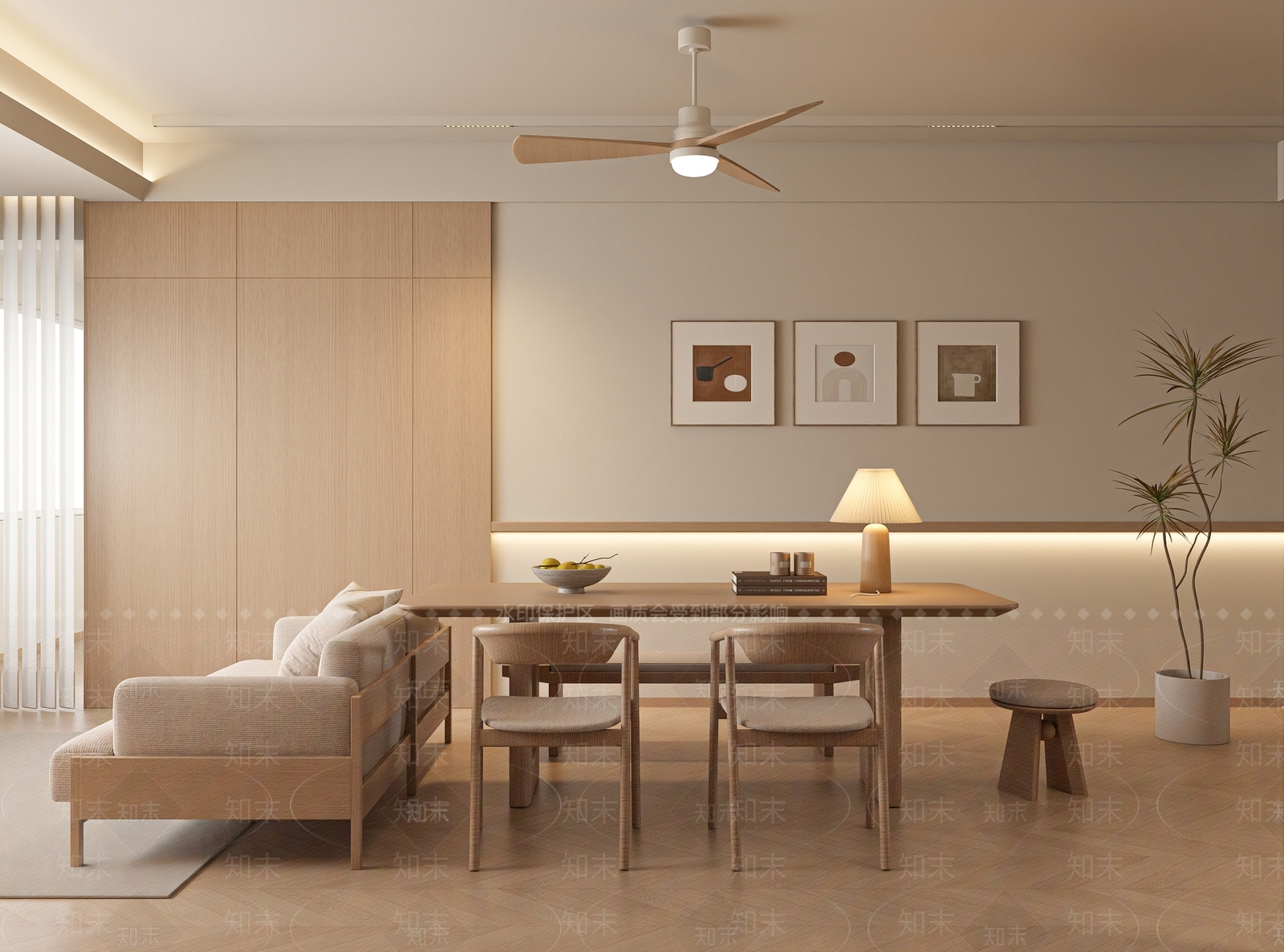 原木家居餐厅3D模型下载【ID:1214693204】