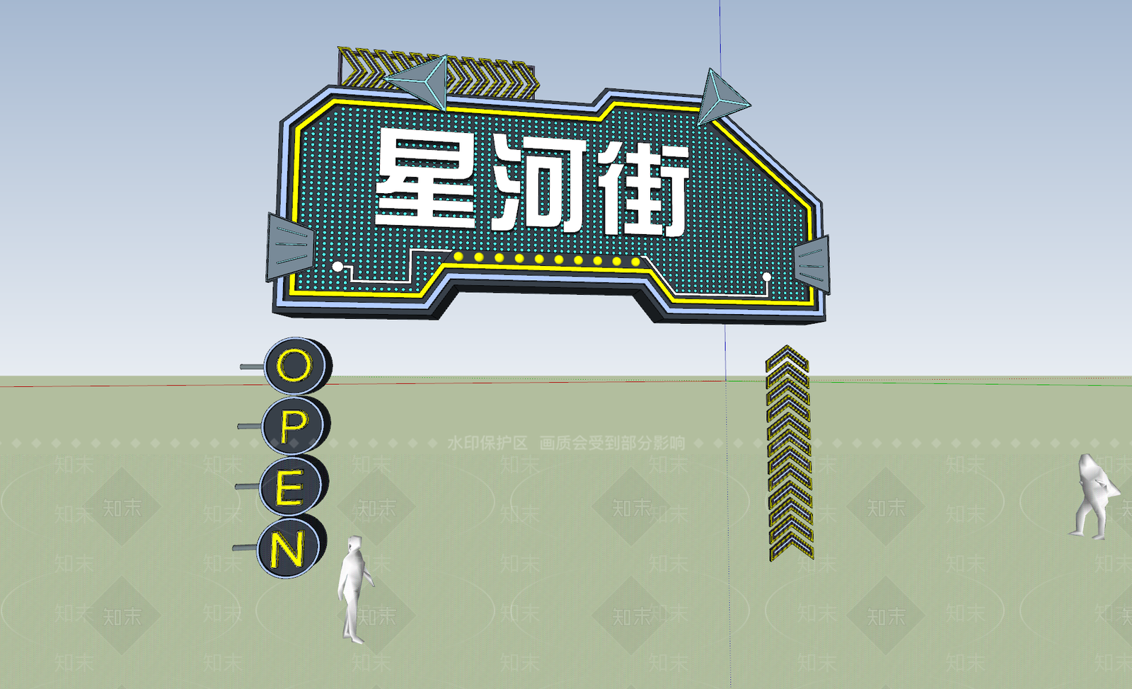 现代广告牌SU模型下载【ID:1168426636】