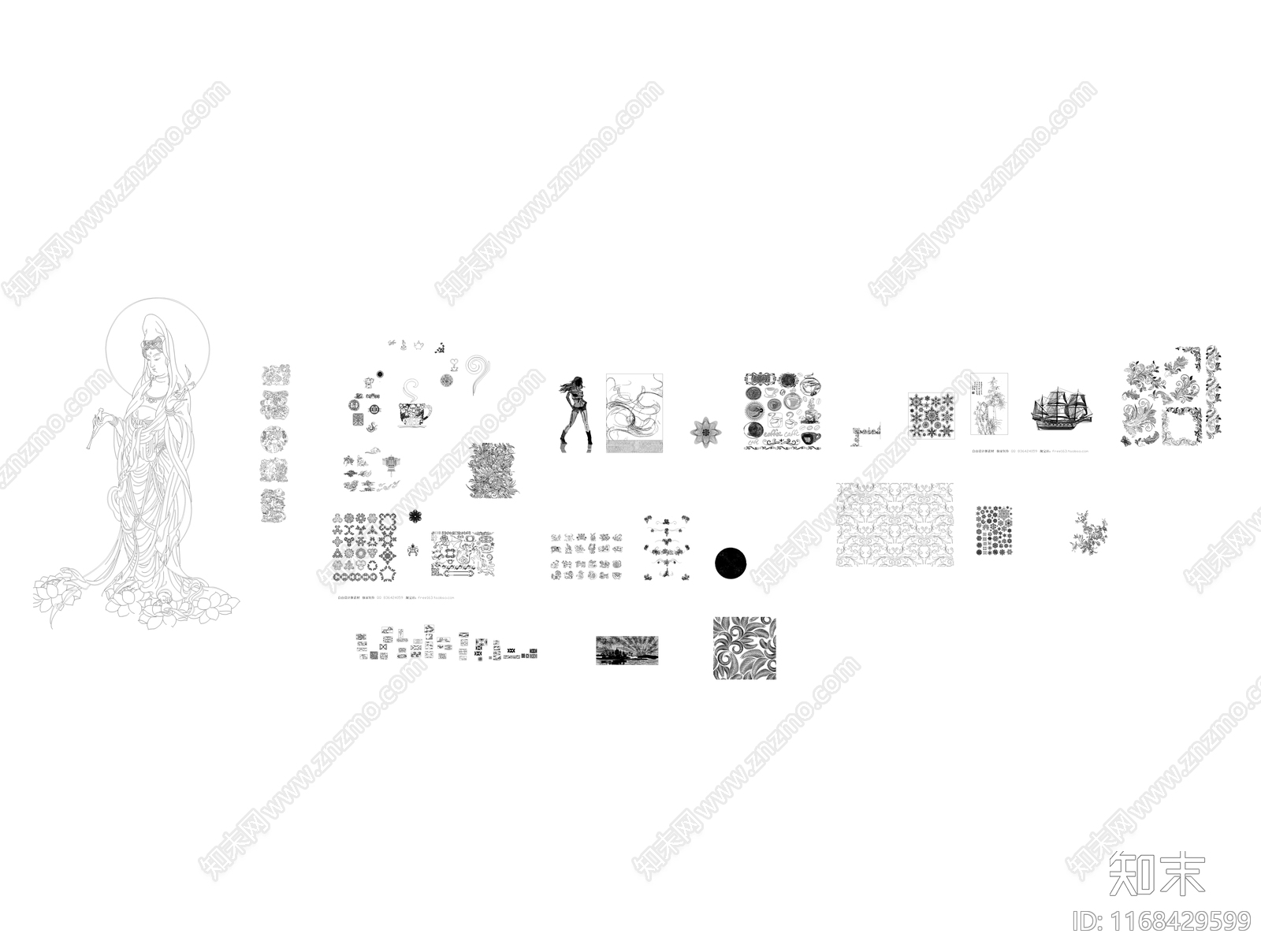 中式综合人物动物图库施工图下载【ID:1168429599】