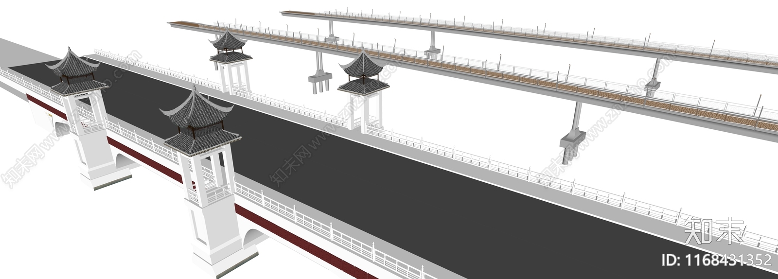 现代简约景观桥SU模型下载【ID:1168431352】