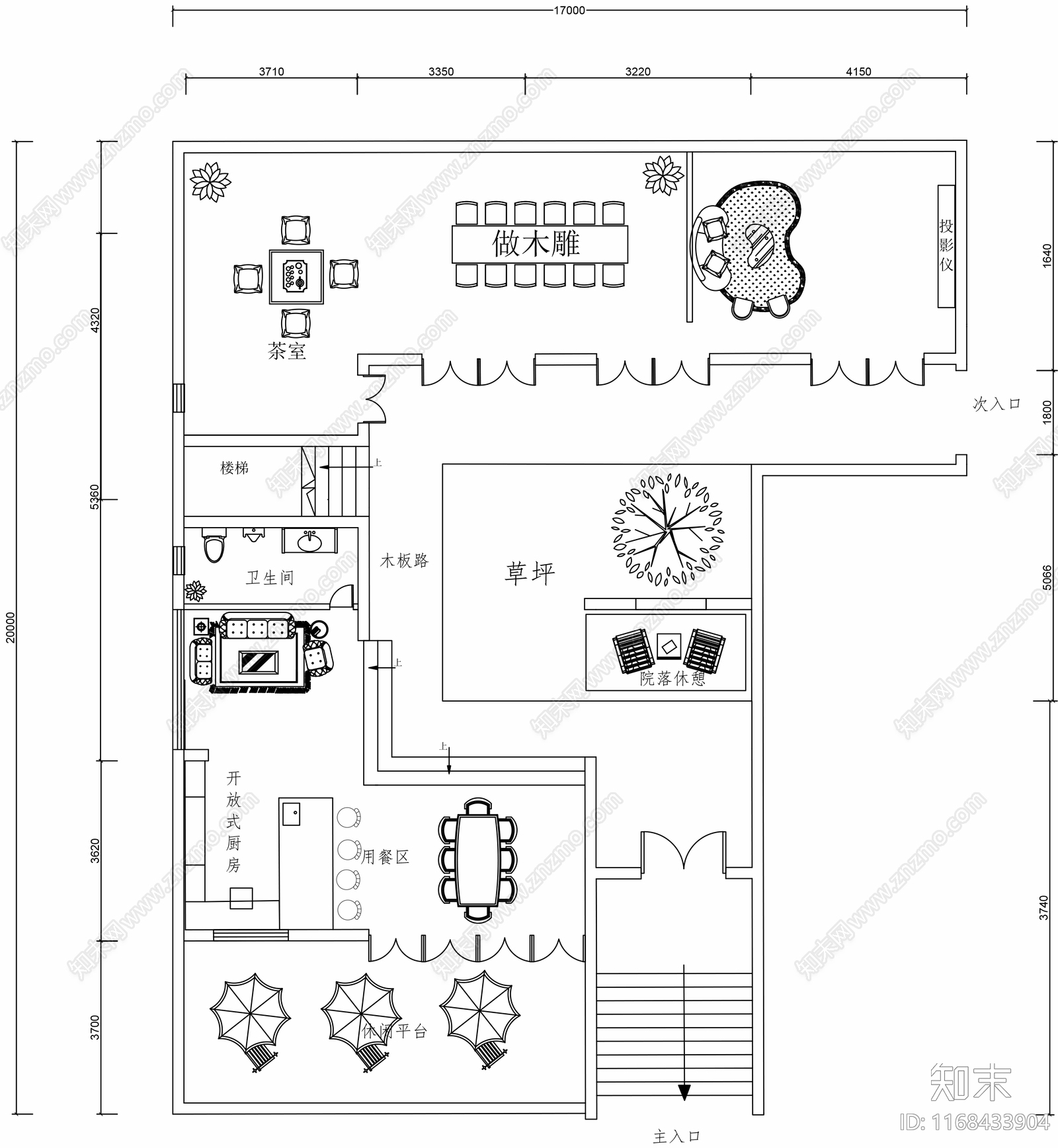 新中式民宿建筑cad施工图下载【ID:1168433904】