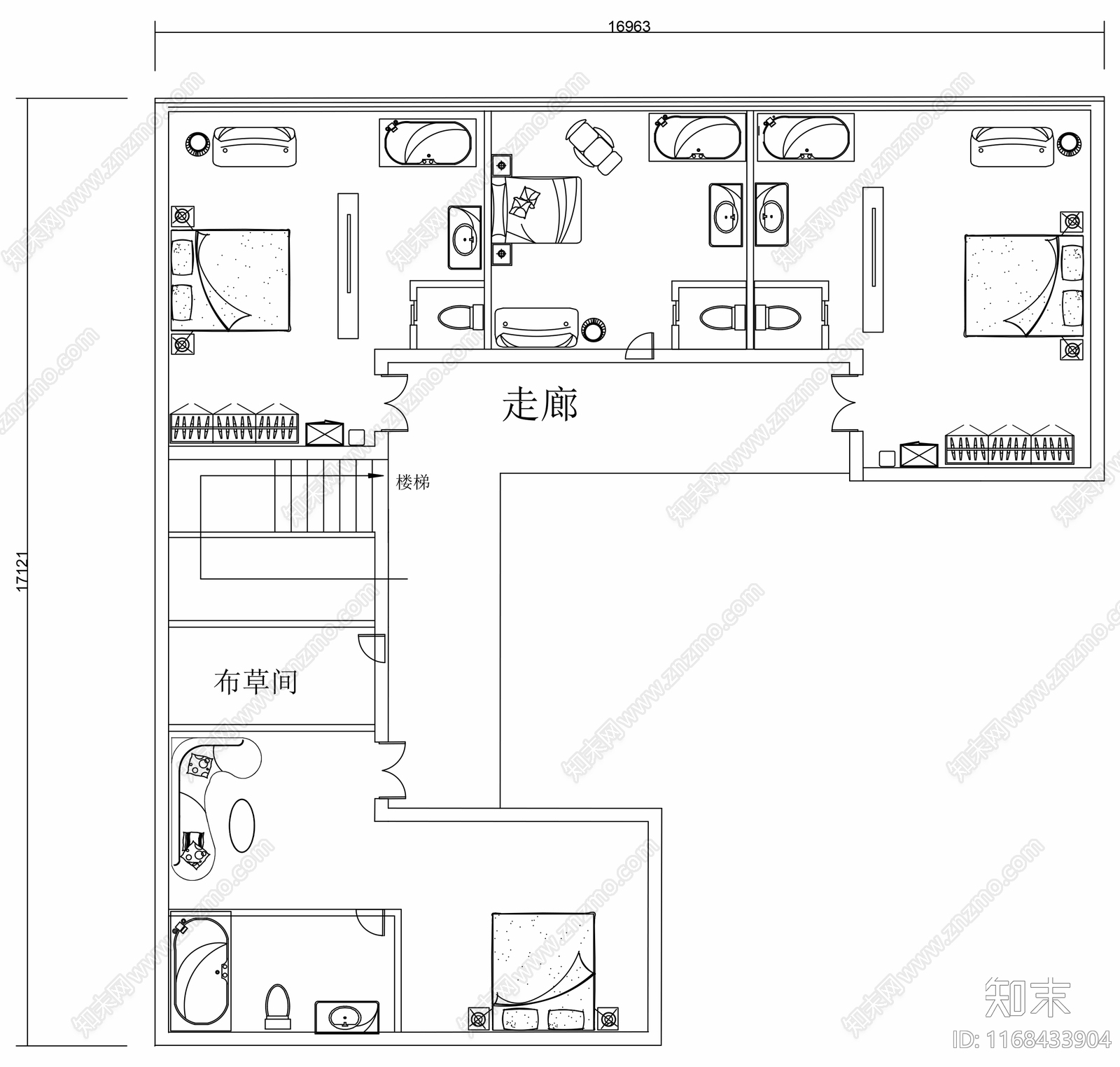 新中式民宿建筑cad施工图下载【ID:1168433904】