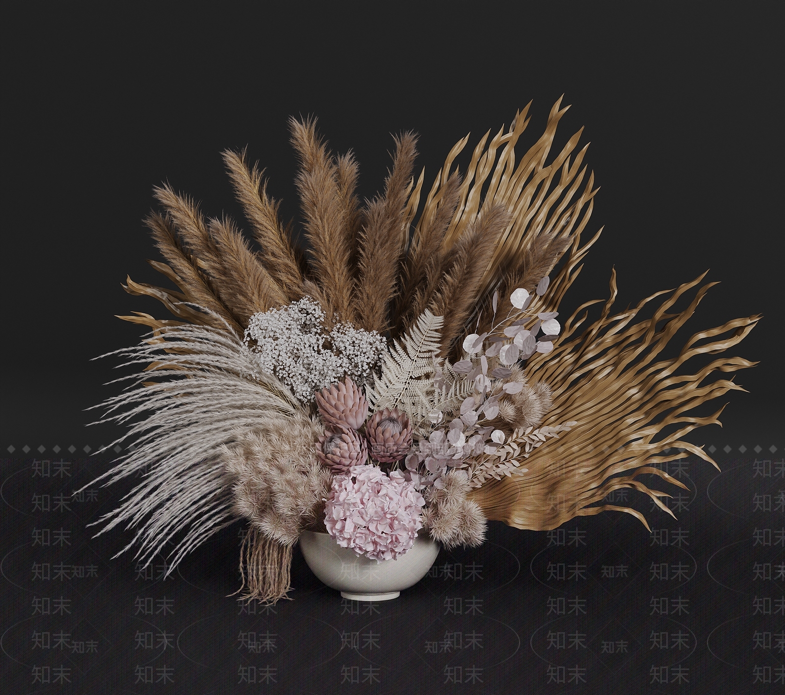 奶油侘寂花艺3D模型下载【ID:1168445916】
