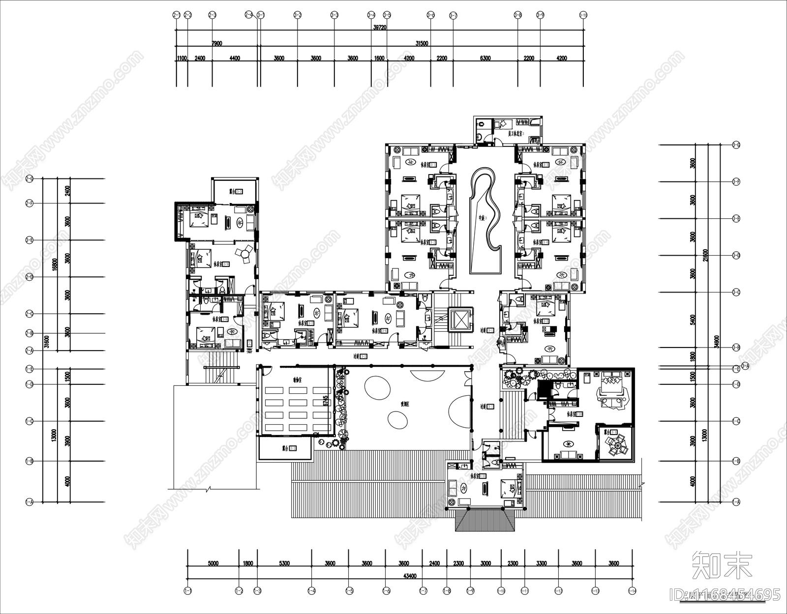 现代轻奢月子中心施工图下载【ID:1168454695】