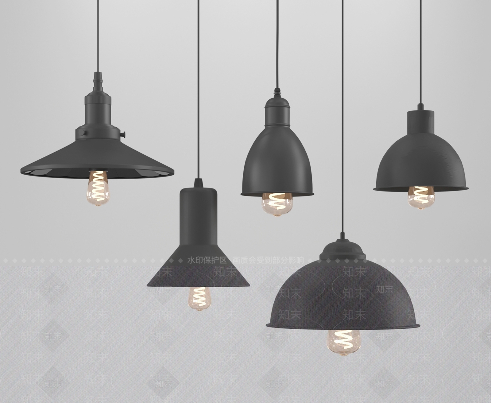 工业复古吊灯3D模型下载【ID:1168471347】