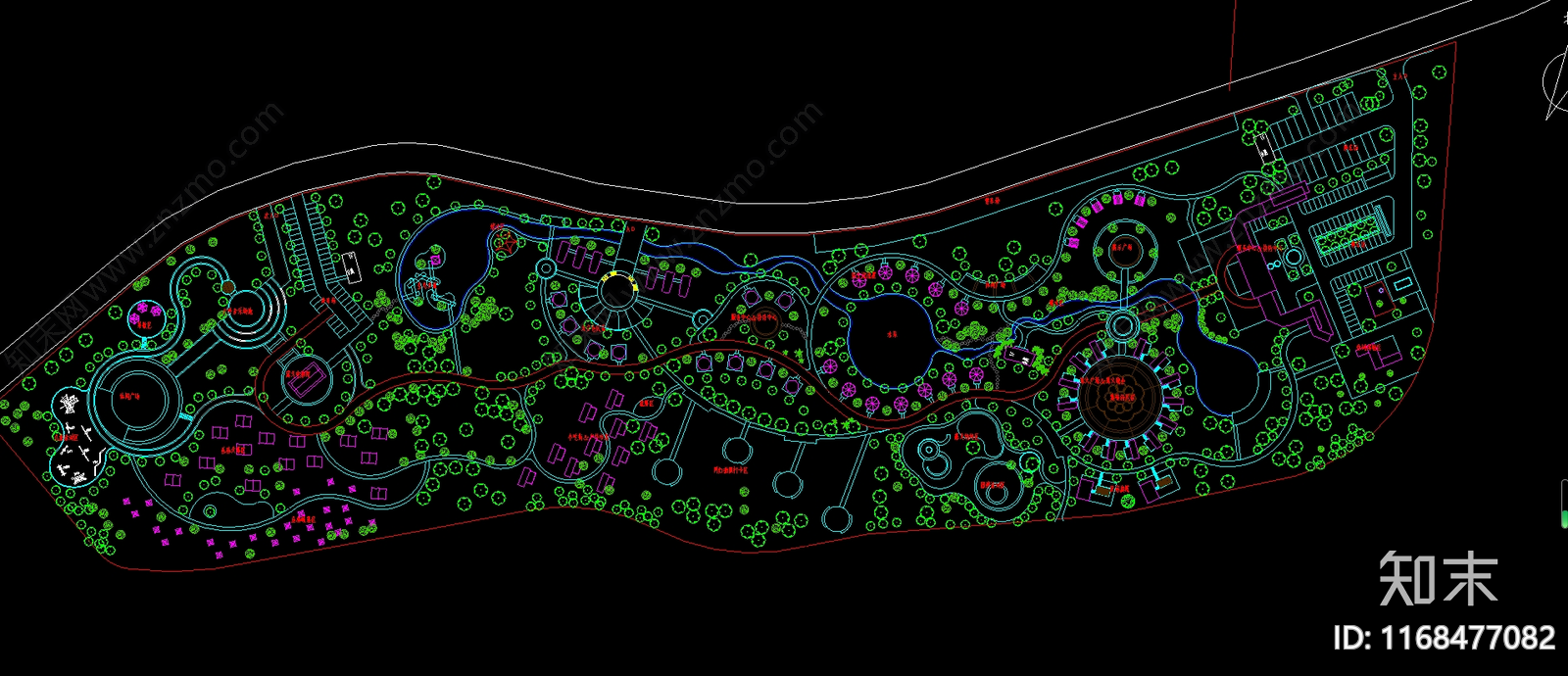 现代公园景观cad施工图下载【ID:1168477082】