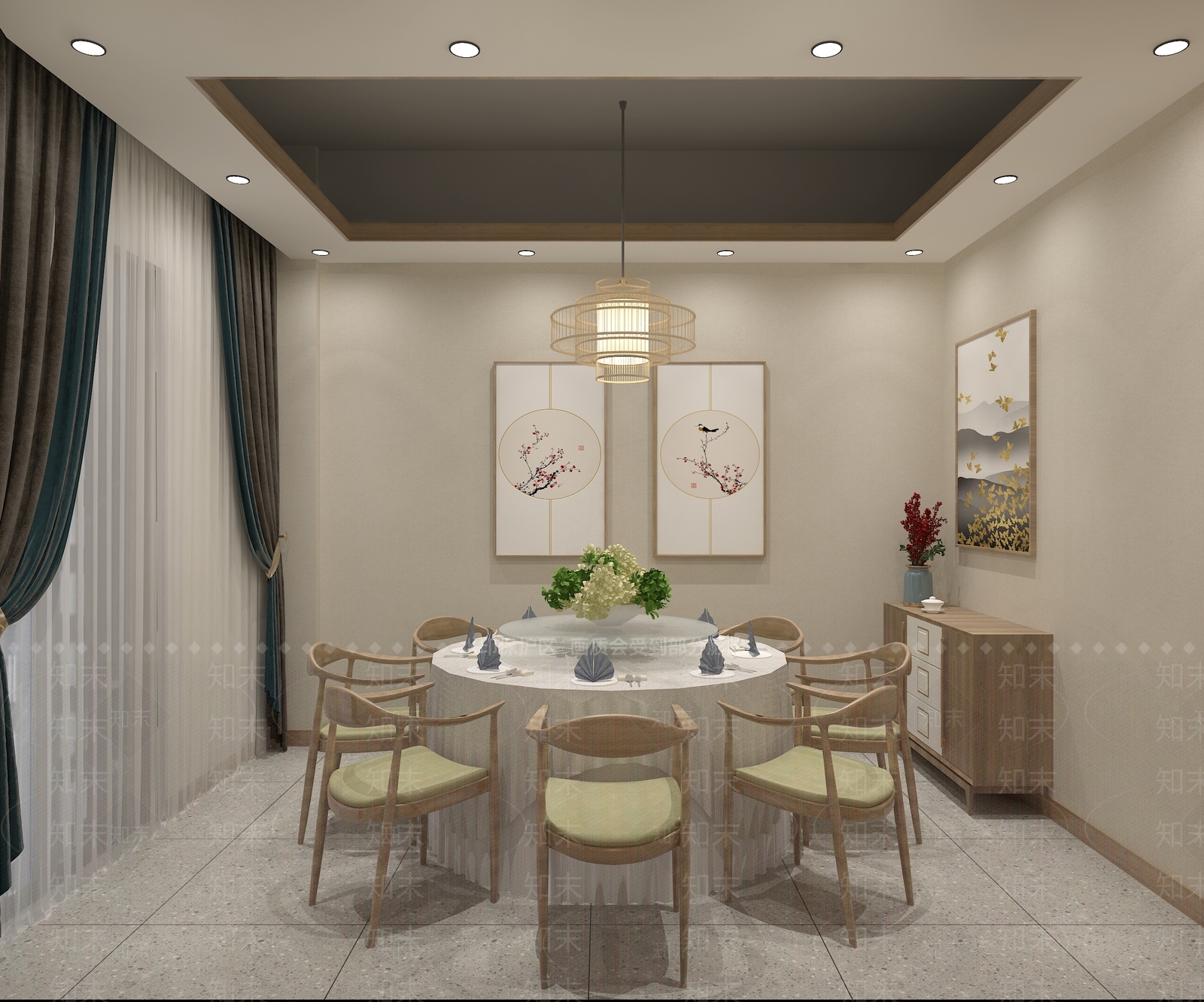 新中式现代中餐厅3D模型下载【ID:1168479858】